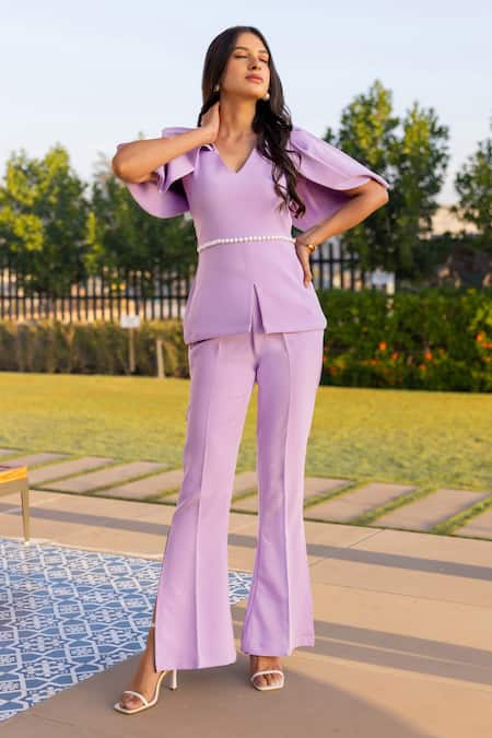 Buy Purple Trousers & Pants for Women by MARIE CLAIRE Online | Ajio.com