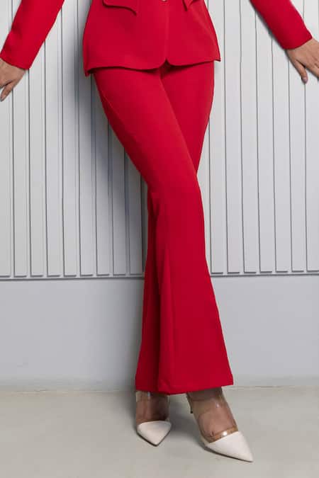 Office Ladies women's pantsuit Red Pink Business Classic Double-breast |  Ishaanya