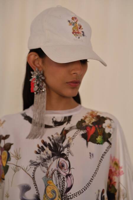 Shop_AK-OK_White Embroidery Animal Print Baseball Cap 