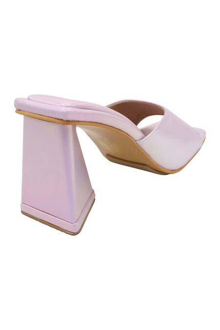 Buy_Veruschka By Payal Kothari_Pink Holographic Medusa Block Heels _Online_at_Aza_Fashions