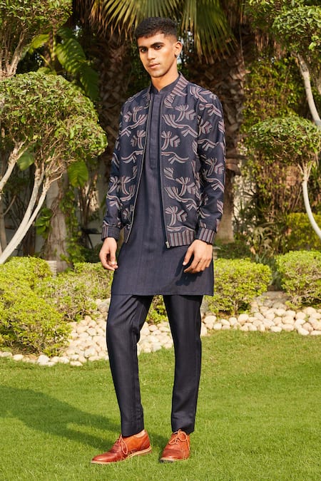 Bohame Nur Floral Embroidered Bomber Jacket Kurta Set 