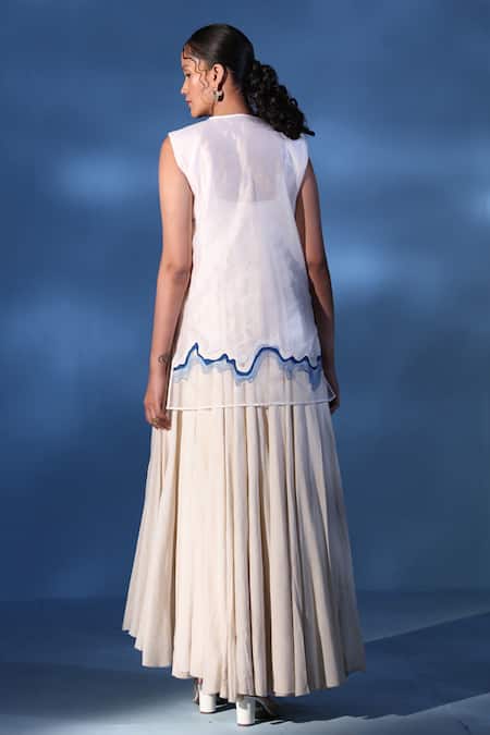 Shop Chambray & CO. White Silk Square Neck Evian Solid Voluminous Dress at Aza Fashions Shop_Chambray & CO._White Silk Square Neck Evian Solid Voluminous Dress _at_Aza_Fashions