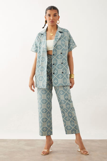Son of A Noble Snob Olivia Clover Print Jacket & Pant Set 