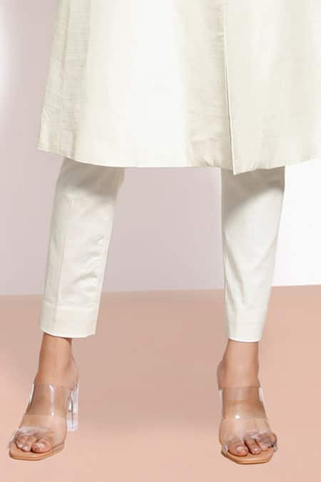 Kressa_White Crepe, Silk, Cotton Sequins Embellished Blazer And Pant Set _Online_at_Aza_Fashions