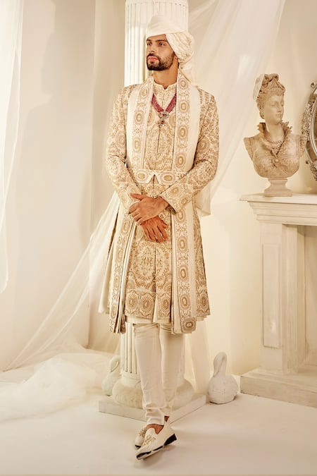 Rachit Khanna Vintage Resham Embroidered Sherwani Set 
