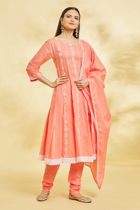 Naintara Bajaj Swirl Embroidered Anarkali With Churidar 