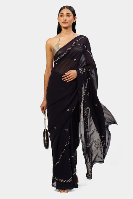 Satya Paul Lurex Thread & Sequin Embroidered Saree 