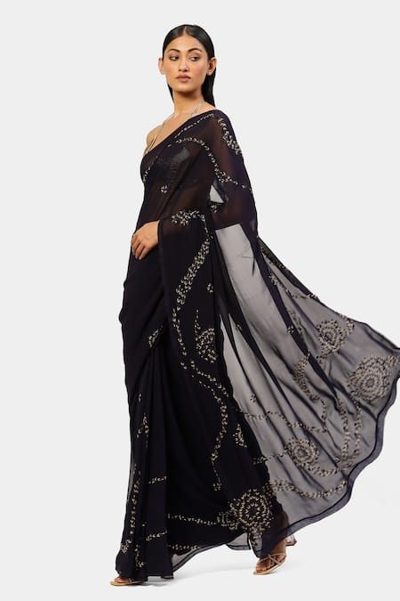 Satya Paul Blue Viscose, Georgette Sequins Lurex Thread And Embroidered Saree Online at Aza Fashions Satya Paul_Blue Viscose, Georgette Sequins Lurex Thread And Embroidered Saree _Online_at_Aza_Fashions