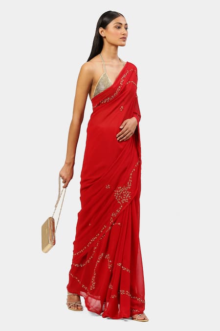 Buy Satya Paul Red Viscose, Georgette Sequins Lurex Thread And Work Saree Online at Aza Fashions Buy_Satya Paul_Red Viscose, Georgette Sequins Lurex Thread And Work Saree _Online_at_Aza_Fashions