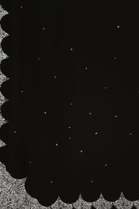 Satya Paul Black Viscose, Georgette Embroidery Timeless Bugle Bead Saree at Aza Fashions Satya Paul_Black Viscose, Georgette Embroidery Timeless Bugle Bead Saree _at_Aza_Fashions