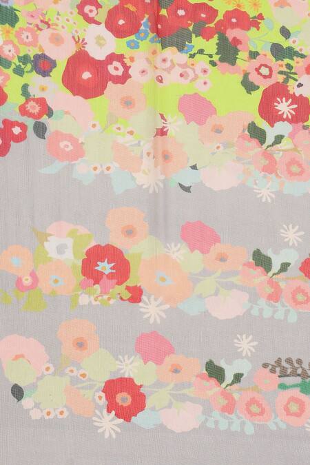 Satya Paul Green Chiffon The Floral Print Forever Summer Saree at Aza Fashions Satya Paul_Green Chiffon The Floral Print Forever Summer Saree_at_Aza_Fashions