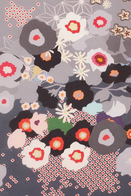 Satya Paul_Green Silk, Crepe The Floral Print Saree_at_Aza_Fashions