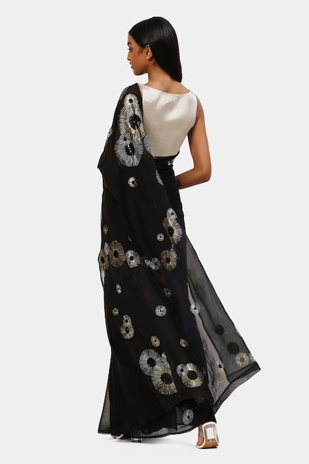 Shop Satya Paul Black Viscose Lace, Sequins The Night Geometric Pattern Saree at Aza Fashions Shop_Satya Paul_Black Viscose Lace, Sequins The Night Geometric Pattern Saree _at_Aza_Fashions