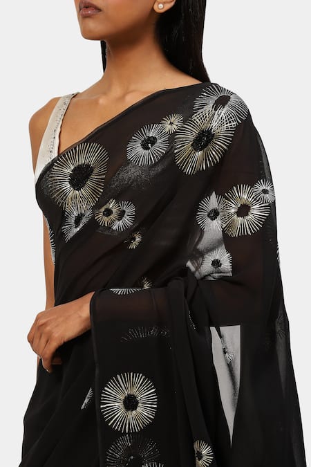 Shop Satya Paul Black Viscose Lace, Sequins The Night Geometric Pattern Saree Online at Aza Fashions Shop_Satya Paul_Black Viscose Lace, Sequins The Night Geometric Pattern Saree _Online_at_Aza_Fashions