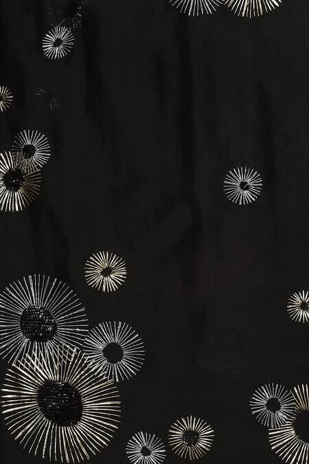 Satya Paul Black Viscose Lace, Sequins The Night Geometric Pattern Saree at Aza Fashions Satya Paul_Black Viscose Lace, Sequins The Night Geometric Pattern Saree _at_Aza_Fashions