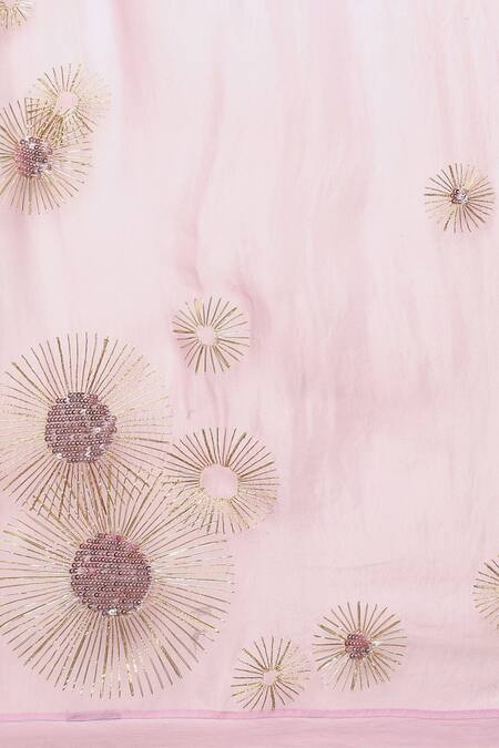 Satya Paul_Purple Silk, Georgette Sequins, Embroidery Jaipur Saree _at_Aza_Fashions