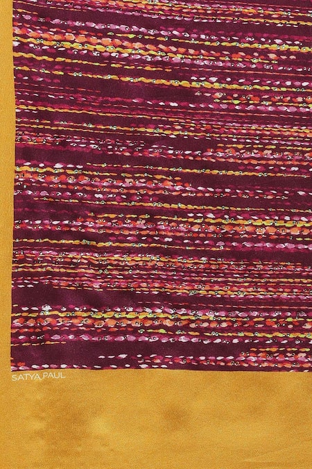 Satya Paul Maroon Georgette, Satin Crystals Vine And Shine Embroidered Saree at Aza Fashions Satya Paul_Maroon Georgette, Satin Crystals Vine And Shine Embroidered Saree_at_Aza_Fashions