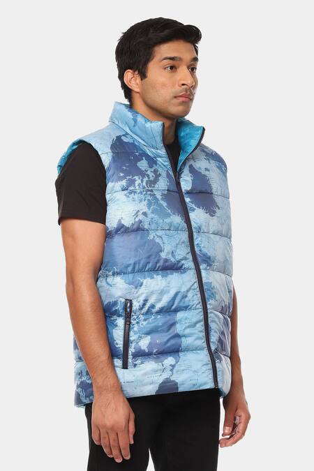 Shop Satya Paul Blue Polyester The Sanfran Abstract Print Jacket Online at Aza Fashions Shop_Satya Paul_Blue Polyester The Sanfran Abstract Print Jacket _Online_at_Aza_Fashions