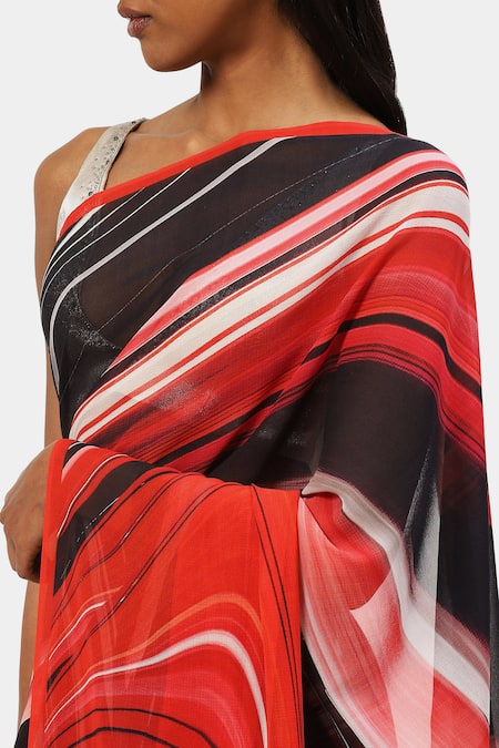Shop Satya Paul Black Silk, Georgette Printed Light Drama Saree Online at Aza Fashions Shop_Satya Paul_Black Silk, Georgette Printed Light Drama Saree _Online_at_Aza_Fashions