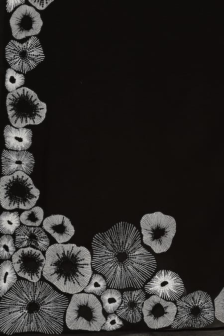 Satya Paul_Black Viscose Embroidery Border Boss Saree _at_Aza_Fashions