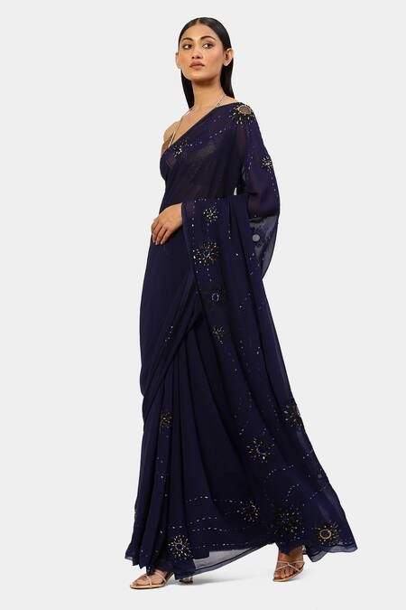 Satya Paul Blue Viscose Sequins, Applique Embellished Night Air Saree Online at Aza Fashions Satya Paul_Blue Viscose Sequins, Applique Embellished Night Air Saree _Online_at_Aza_Fashions