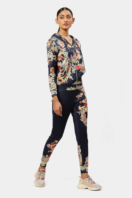 Buy_Satya Paul_Blue Embroidery The Scuba Floral Print Jacket _Online_at_Aza_Fashions
