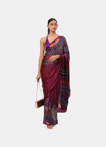 Satya Paul Cabaret Geometric Print Saree 