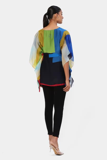 Satya Paul Geometric Print Kaftan With Belt 