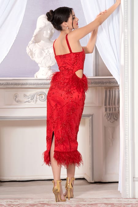 Asra Geometric Crystal Embellished Dress 