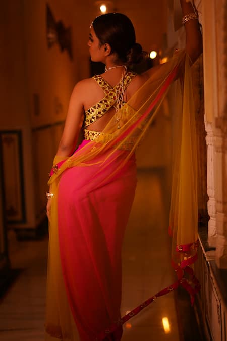 Xoxo Apurva Border Embroidered Cape Pant Set 