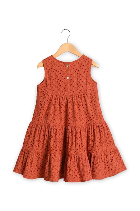 Charkhee Schiffli Embroidered Tiered Dress 