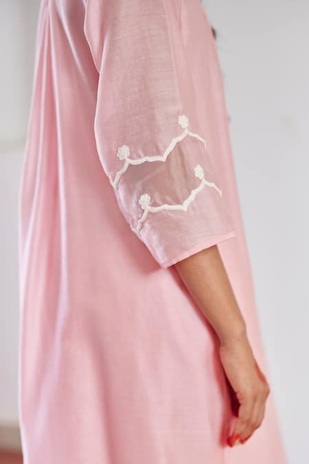 Buy Amisha Kothari Pink Chanderi , Organza Embroidery, Tassels Zoha Floral Anarkali Set Buy_Amisha Kothari_Pink Chanderi , Organza Embroidery, Tassels Zoha Floral Anarkali Set