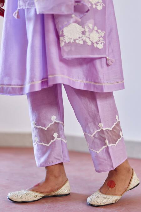 Amisha Kothari Purple Chanderi , Organza Tassels, Embroidery Zoha Floral Anarkali Set Online at Aza Fashions Amisha Kothari_Purple Chanderi , Organza Tassels, Embroidery Zoha Floral Anarkali Set _Online_at_Aza_Fashions