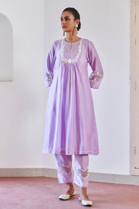 Shop Amisha Kothari Purple Chanderi , Organza Tassels, Embroidery Zoha Floral Anarkali Set Online at Aza Fashions Shop_Amisha Kothari_Purple Chanderi , Organza Tassels, Embroidery Zoha Floral Anarkali Set _Online_at_Aza_Fashions
