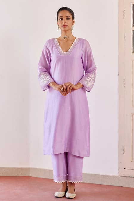 Amisha Kothari Purple Chanderi , Organza Cut Work, Safina Straight Kurta Set at Aza Fashions Amisha Kothari_Purple Chanderi , Organza Cut Work, Safina Straight Kurta Set _at_Aza_Fashions