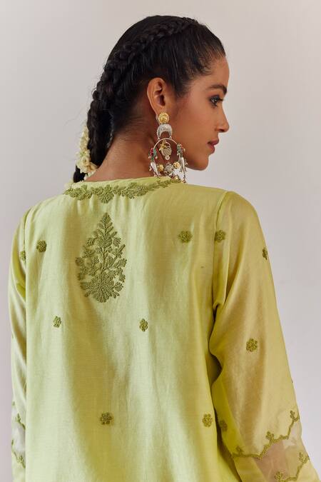 Buy Amisha Kothari Green Chanderi , Organza Embroidery, Cut Work Zynah Kurta Sharara Set Online at Aza Fashions Buy_Amisha Kothari_Green Chanderi , Organza Embroidery, Cut Work Zynah Kurta Sharara Set _Online_at_Aza_Fashions