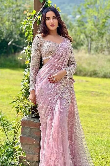 Salmon Pink Saree Set – Rachit Khanna