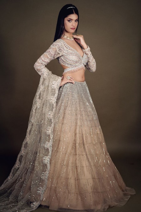 Anjalee And Arjun Kapoor Geometric Embroidered Bridal Lehenga Set 