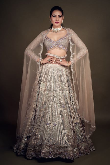 ANJALEE AND ARJUN KAPOOR Angrakha Sequin Embroidered Anarkali With Dupatta  | Ivory, Sequins, Chanderi Ban… | Angrakha style anarkali, Angrakha  anarkali, Aza fashion