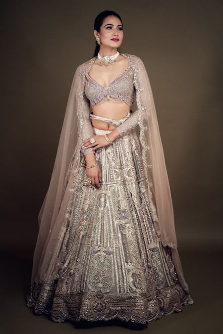 Anjalee And Arjun Kapoor Applique Embroidered Bridal Lehenga Set 