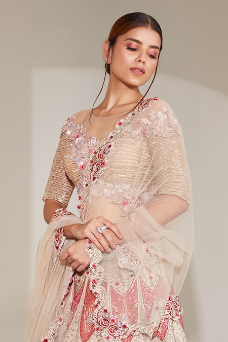 Anjalee And Arjun Kapoor Mughal Inspired Patch Work Embroidered Bridal Lehenga Set 