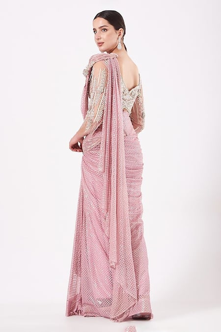 Anjalee And Arjun Kapoor Pre-Draped Hand Embroidered Saree With Blouse 