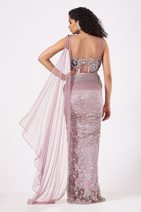 Anjalee And Arjun Kapoor Pre-Draped Rosette Embroidered Saree With Blouse 