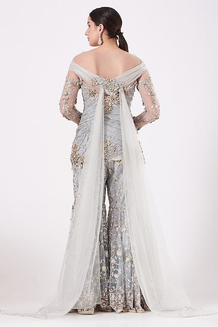 Anjalee And Arjun Kapoor Scallop Sequin Embroidered Kurta Sharara Set 