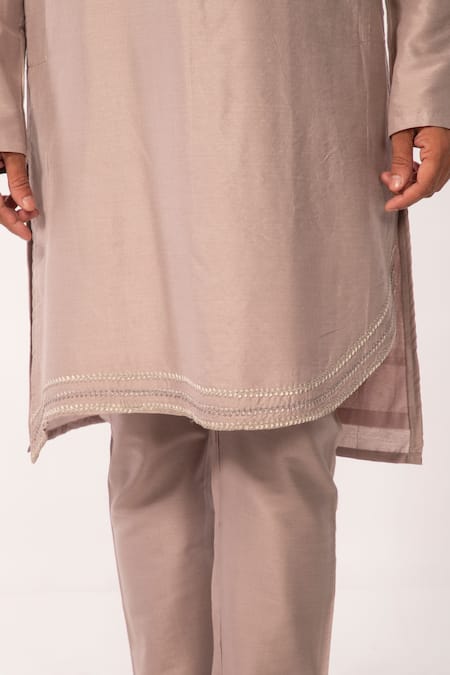 Buy Kaka Calcutta Purple Bamboo, Cotton, Silk Embroidery Hem Kurta And Pyjama Pant Set Online at Aza Fashions Buy_Kaka Calcutta_Purple Bamboo, Cotton, Silk Embroidery Hem Kurta And Pyjama Pant Set _Online_at_Aza_Fashions