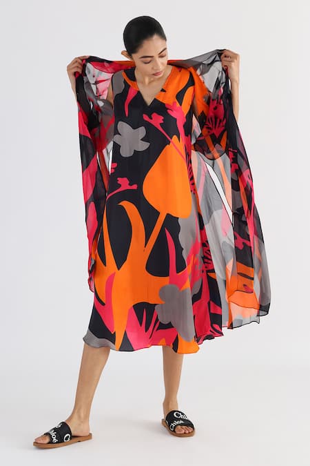 Studio Moda India Organza Overlay Printed Jacket With Dress 