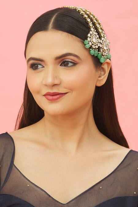 Shop_Kista_Gold Plated Stoned Encrusted Vintage Pattern Passa_Online_at_Aza_Fashions