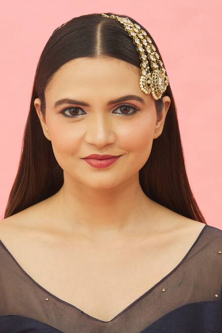 Shop Kista Gold Plated Stoned And Pearl Encrusted & Kundan Embellished Passa Online at Aza Fashions Shop_Kista_Gold Plated Stoned And Pearl Encrusted & Kundan Embellished Passa_Online_at_Aza_Fashions