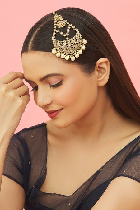 Buy_Kista_Gold Plated Stones And Pearl Embellished Passa_Online_at_Aza_Fashions