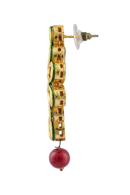 Shop_Kista_Gold Plated Pearl, Polki, Bead Embellished Choker Set_Online_at_Aza_Fashions